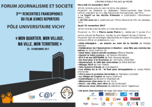 Programme des 3èmes Rencontres francophones du film Jeunes Reporters de Vichy